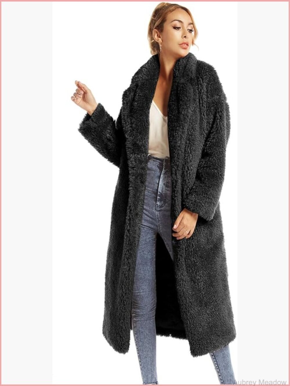Faux Fur Winter Coat Long Cardigan Open Front Overcoat Jacket Warm